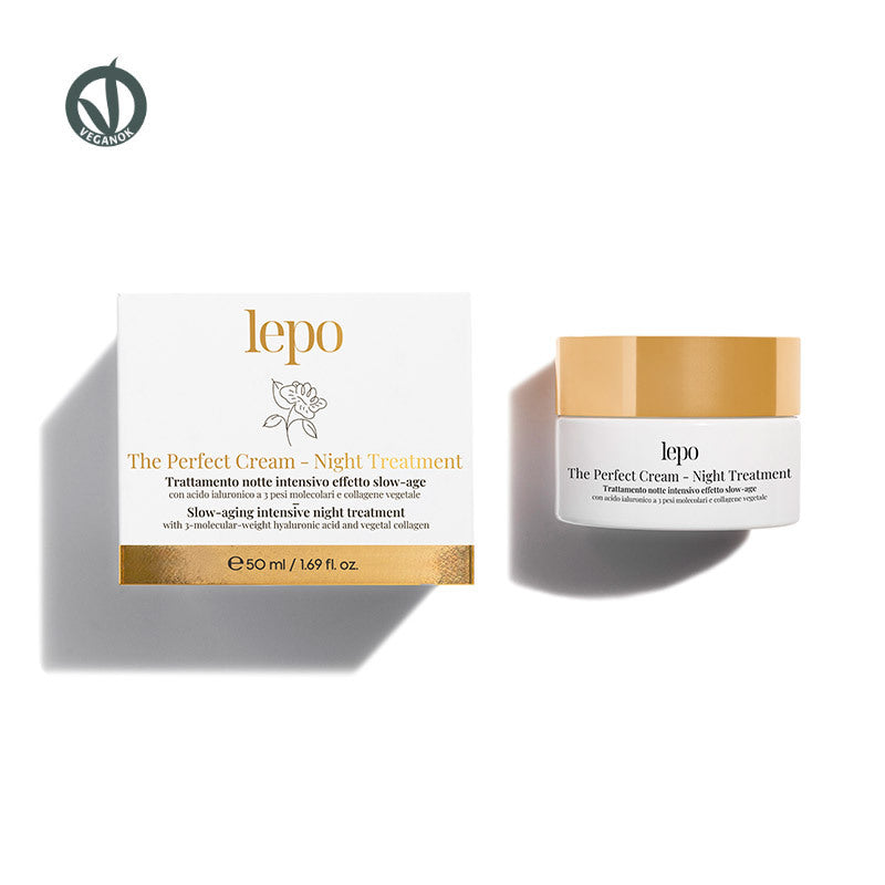 THE PERFECT CREAM – NIGHT TREATMENT Trattamento notte intensivo effetto slow-age con acido ialuronico a 3 pesi molecolari e collagene vegetale